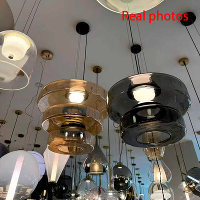 Contemporary Nordic Round Transparent Iron Glass LED Pendant Light For Bedroom