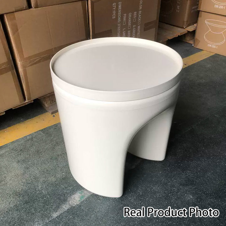 Contemporary Scandinavian Round U Shaped Vanity Stool For Living Room