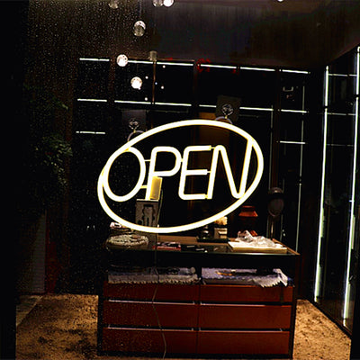 Modern Art Deco Waterproof PS OPEN LED Outdoor Hanging Neon Wall Sconce Lamp For Dining Room