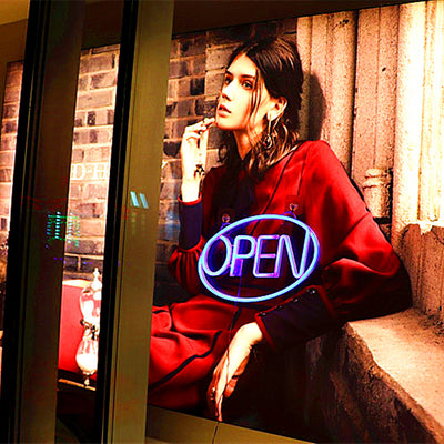 Modern Art Deco Waterproof PS OPEN LED Outdoor Hanging Neon Wall Sconce Lamp For Dining Room
