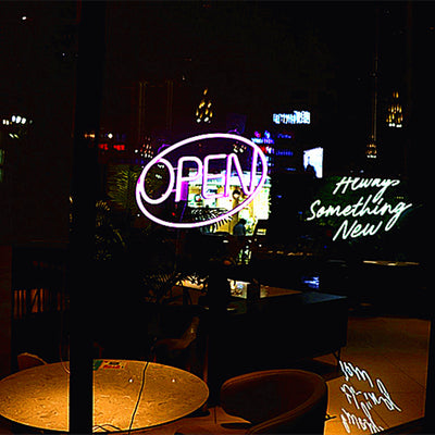 Modern Art Deco Waterproof PS OPEN LED Outdoor Hanging Neon Wall Sconce Lamp For Dining Room