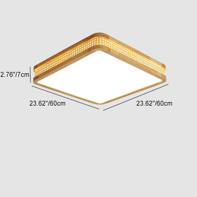 Luz de techo empotrada LED de madera acrílica cuadrada minimalista moderna para dormitorio 