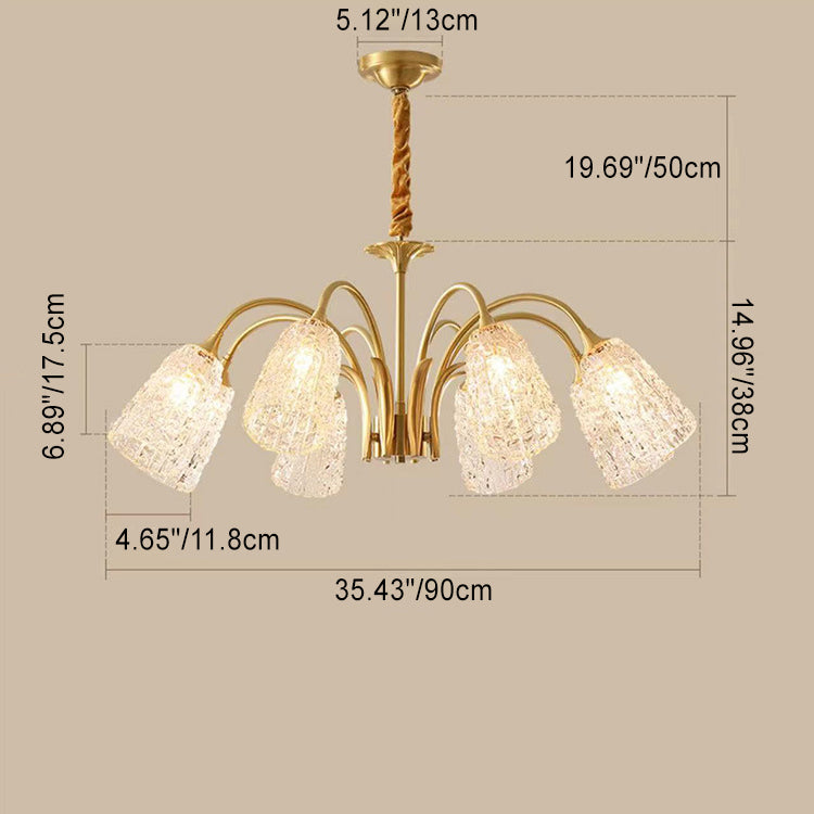 Zeitgenössischer Luxus-Kronleuchter aus rundem Kupferglas mit 3/5/6/8 Lichtern für Wohnzimmer 
