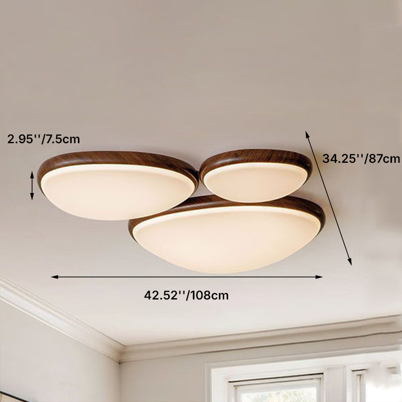 Traditional Vintage Oval Carbon Steel Acrylic Water Transfer LED Flush Mount Ceiling Light For Living Room