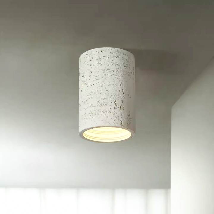 Traditional Japanese Column Iron Resin LED Flush Mount Ceiling Light For Living Room