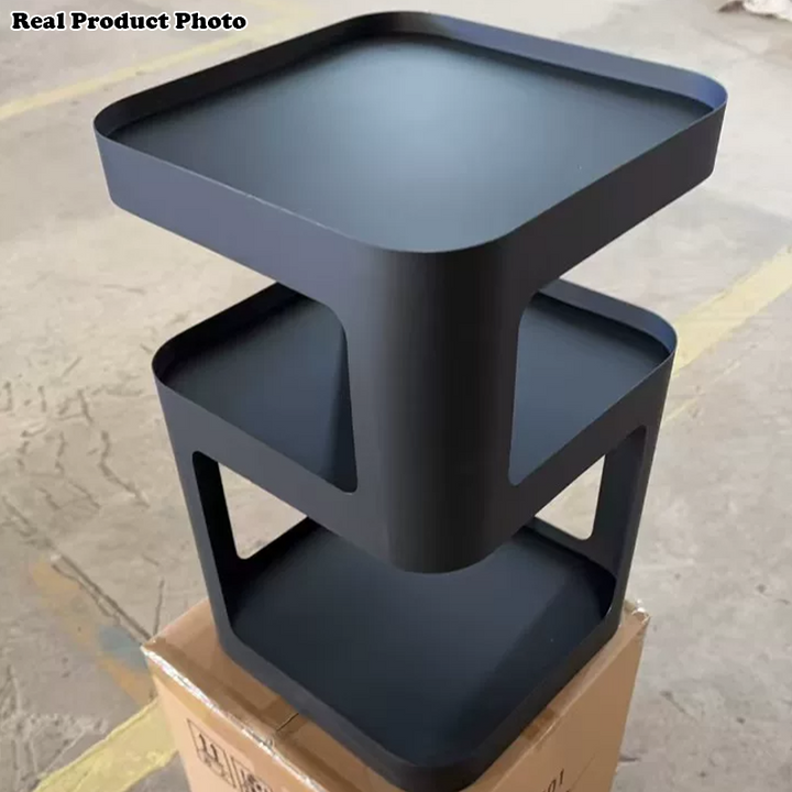 Modern Minimalist Square Iron Side Table 3-Tier For Living Room