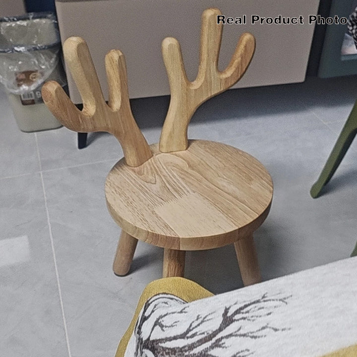 Zeitgenössischer kreativer runder Kinderhocker aus massivem Holz mit Rückenlehne für Wohnzimmer und Flur 