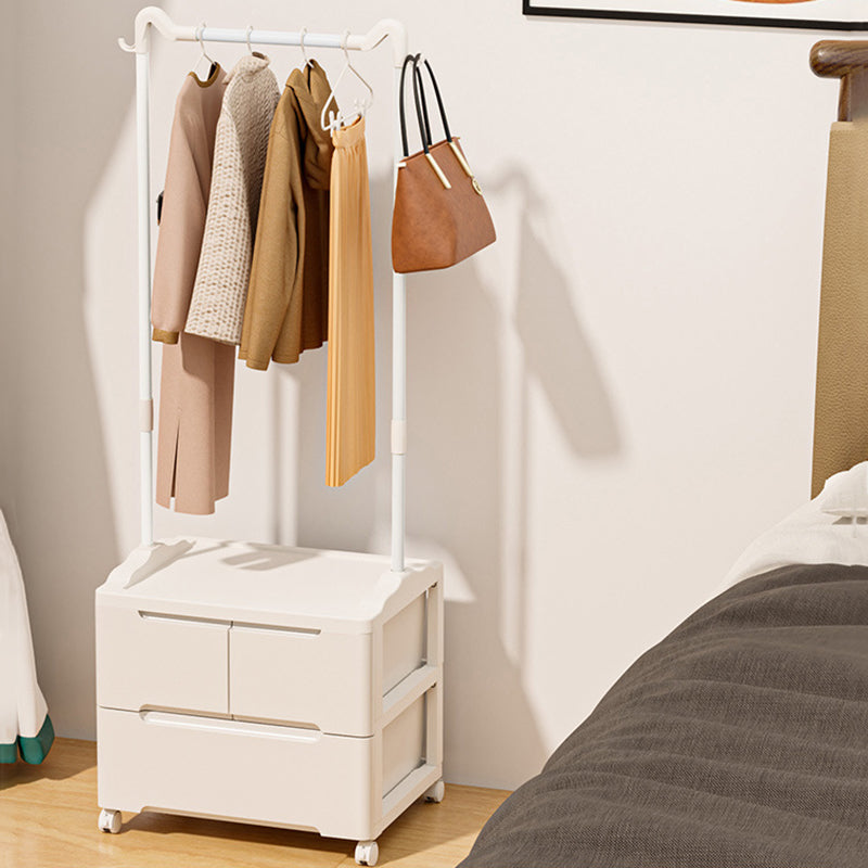 Armoire de rangement mobile à 3 compartiments en PP et acier au carbone, forme rectangulaire, style minimaliste moderne, oreilles de chat, pour chambre à coucher 
