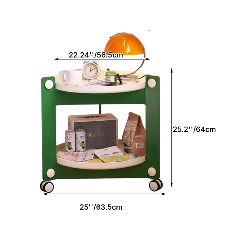 Mesa Auxiliar Redonda Minimalista Moderna de Acrilonitrilo Butadieno Estireno de 2 Niveles Movible para Sala de Estar 