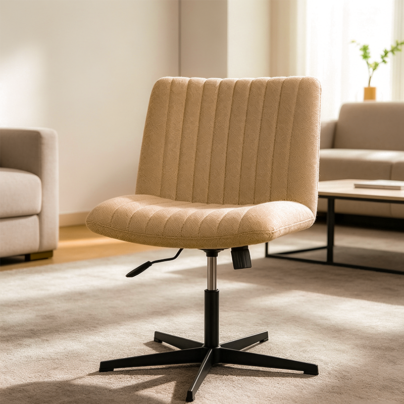 Modern Minimalist Shell Square Linen Steel Plywood Desk Chair For Home Office