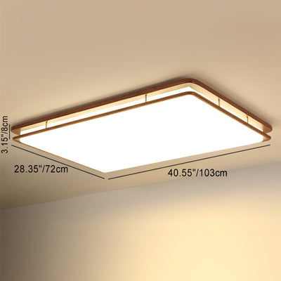Plafonnier LED rond géométrique minimaliste moderne en bois de noyer et acrylique pour salon 