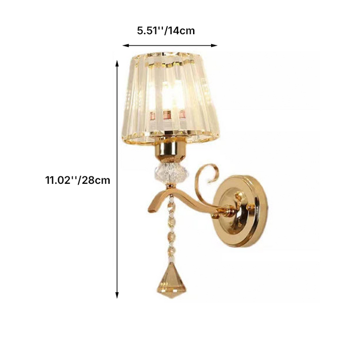 Contemporary Luxury Iron Crystal Cone 1-Light Wall Sconce Lamp For Living Room &amp; Bedroom