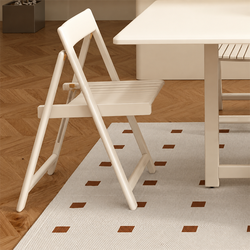 Modern Minimalist Rubberwood Foldable Square Dining Chair With Backrest For Dining Room