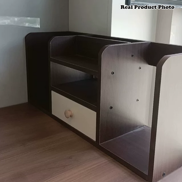 Modern Minimalist MDF Rectangular Desktop Storage Shelf With 1 Drawer For Living Room