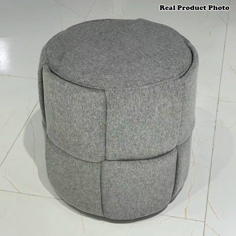 Contemporary Nordic Cylinder Plywood Pine Wood Fabric Sponge Low Stool Backless Armless For Hallway