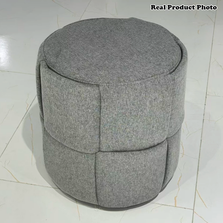Contemporary Nordic Cylinder Plywood Pine Wood Fabric Sponge Low Stool Backless Armless For Hallway