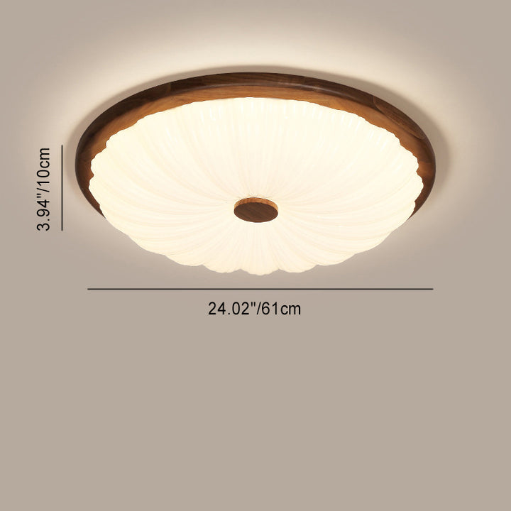 Moderno Minimalista Flor Redonda Nogal Acrílico LED Plafón de Techo para Sala de Estar 