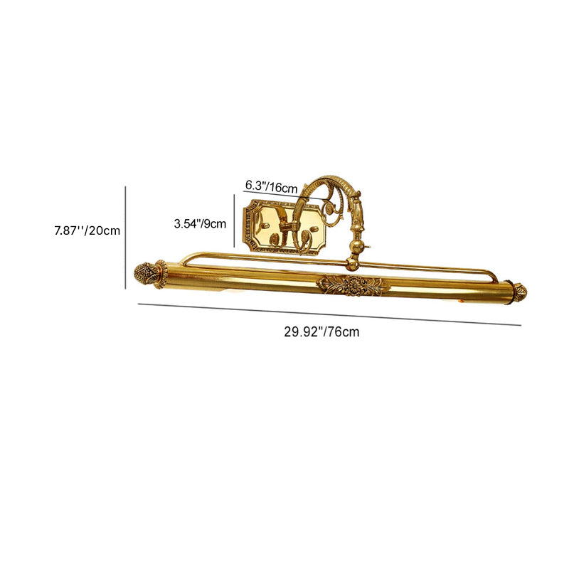 Lámpara de Aplique de Pared de 2 Luces de Latón Completo con Grabado Cilíndrico Francés Tradicional para Baño 