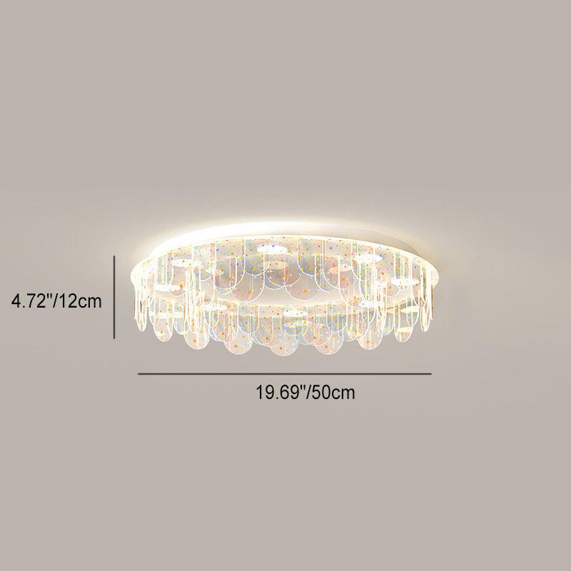 Zeitgenössische kreative Eisen Acryl Runde Wolke Stern Stück LED Unterputz Deckenleuchte für Wohnzimmer 