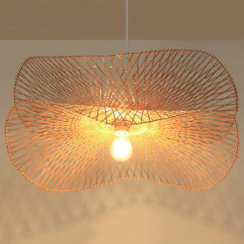 Modern Bamboo Weaving 1-Light Butterfly Pendant Light