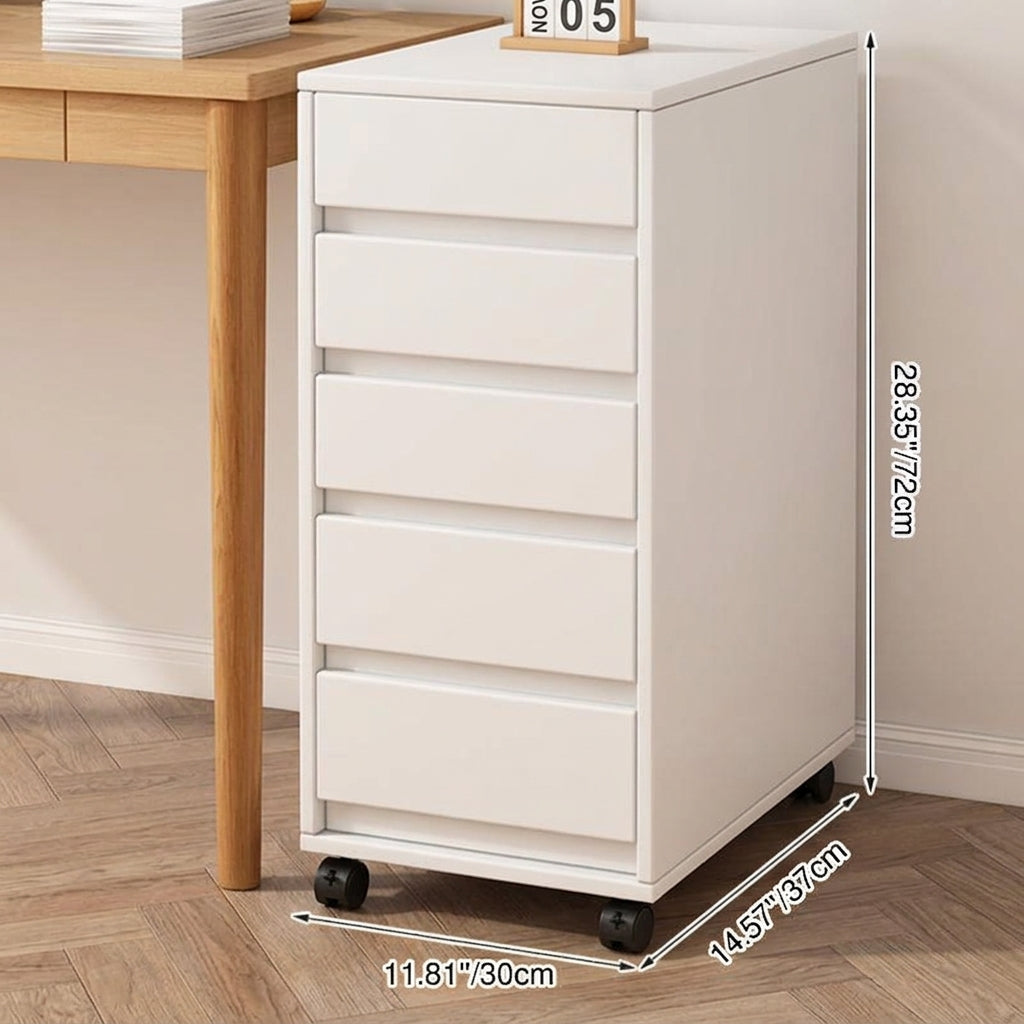 Cabinet de rangement rectangulaire à roulettes en MDF au style minimaliste moderne avec 4 à 5 tiroirs pour chambre et bureau 