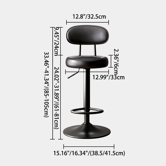 Modern Minimalist Round Upholstered Curved Backrest PU Leather Metal Steel Bar Stool For Dining Room