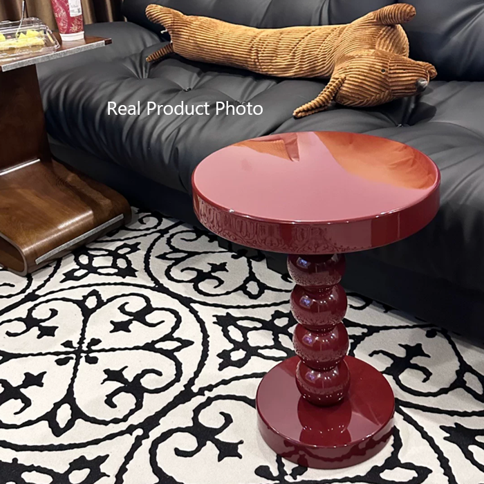 Table basse en bois massif de forme ronde contemporaine pour salon 