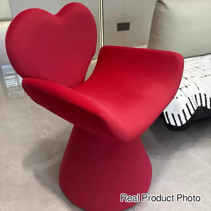 Tabouret de coiffeuse contemporain nordique en velours bois en forme de cœur pivotant avec dossier pour chambre 