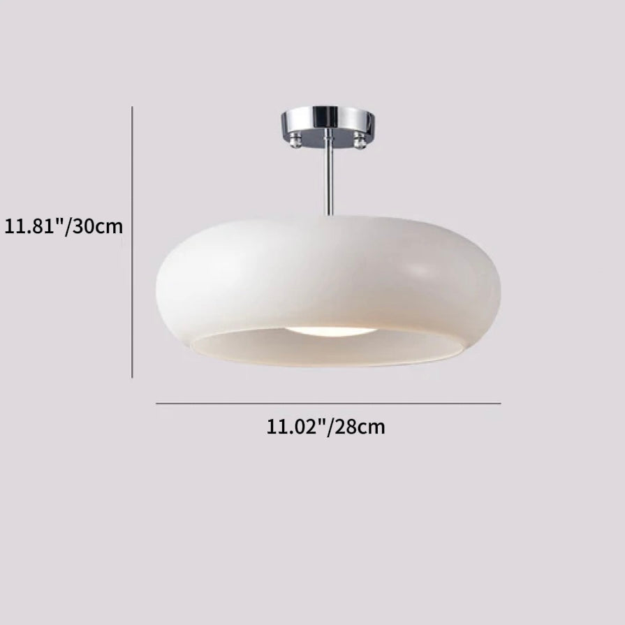 Contemporary Scandinavian Persimmon Oval Disc Base Iron Glass 1-Light Pendant Light For Living Room