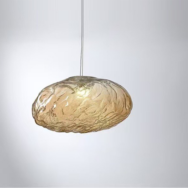 Lámpara colgante contemporánea escandinava irregular de vidrio semirredondo de 1 luz para sala de estar 