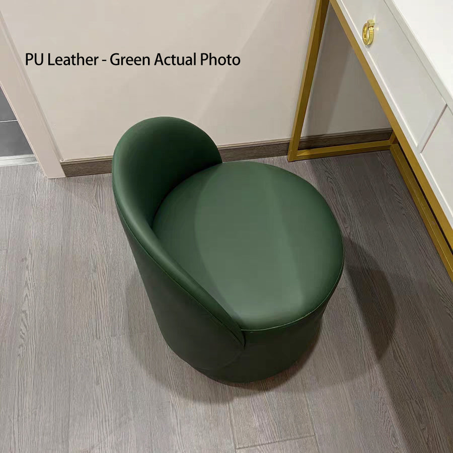 Modern Simplicity Sherpa Fabric Fleece PU Leather Wood Sponge Thumb Round Curved Vanity Stool Backrest Swivel For Bedroom