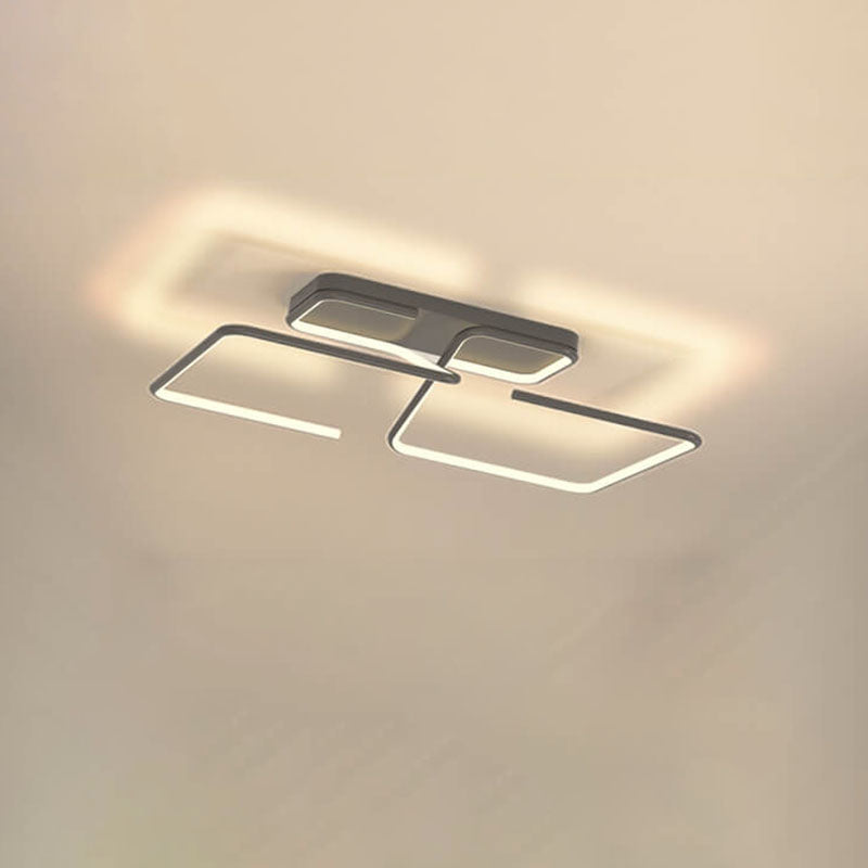 Modern Minimalist Lines Rectangular Iron Acrylic LED Flush Mount Ceiling Light