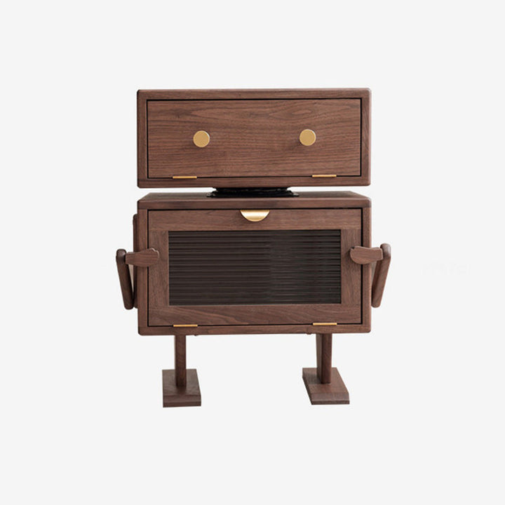 Zeitgenössischer kreativer Kinderroboter rechteckiger kubischer Holz-Nachttisch drehbar 2-Schränke für Schlafzimmer 