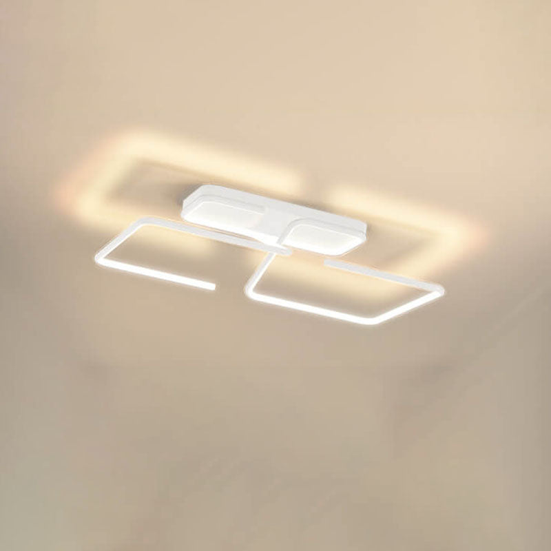 Modern Minimalist Lines Rectangular Iron Acrylic LED Flush Mount Ceiling Light