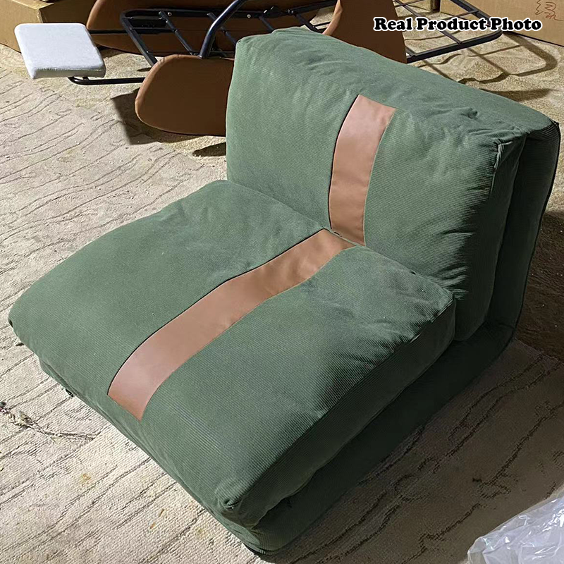 Sillón decorativo moderno minimalista de pana y hierro, rectangular/cuadrado, con respaldo, para sala de estar 