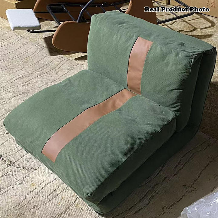 Sillón decorativo moderno minimalista de pana y hierro, rectangular/cuadrado, con respaldo, para sala de estar 