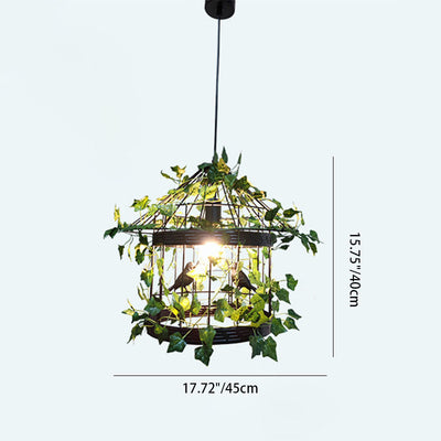 Retro Creative Plant Birdcage 1-Light Pendant Light