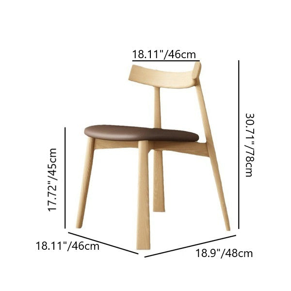 Moderner schlichter Esszimmerstuhl aus Gummibaumholz mit quadratischer Rückenlehne und Kunstlederbezug für das Esszimmer 