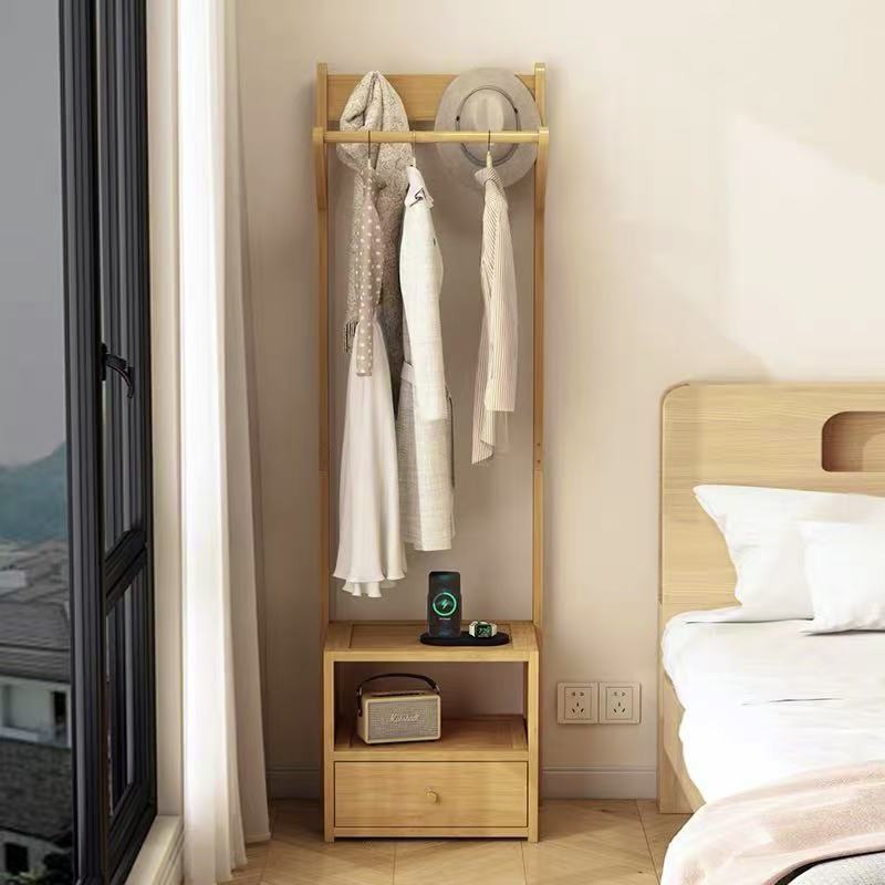 Moderner minimalistischer rechteckiger Flurbaum aus Bambus &amp; MDF mit 1-Schrank 2-stufiger Aufbewahrung für Schlafzimmer &amp; Wohnzimmer 