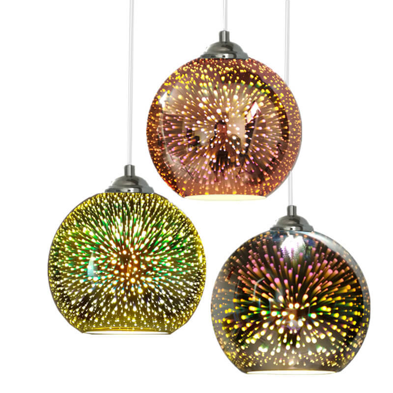 Modernes kreatives buntes 3D-Feuerwerk-Glas-1-Licht-Kuppel-Pendelleuchte 