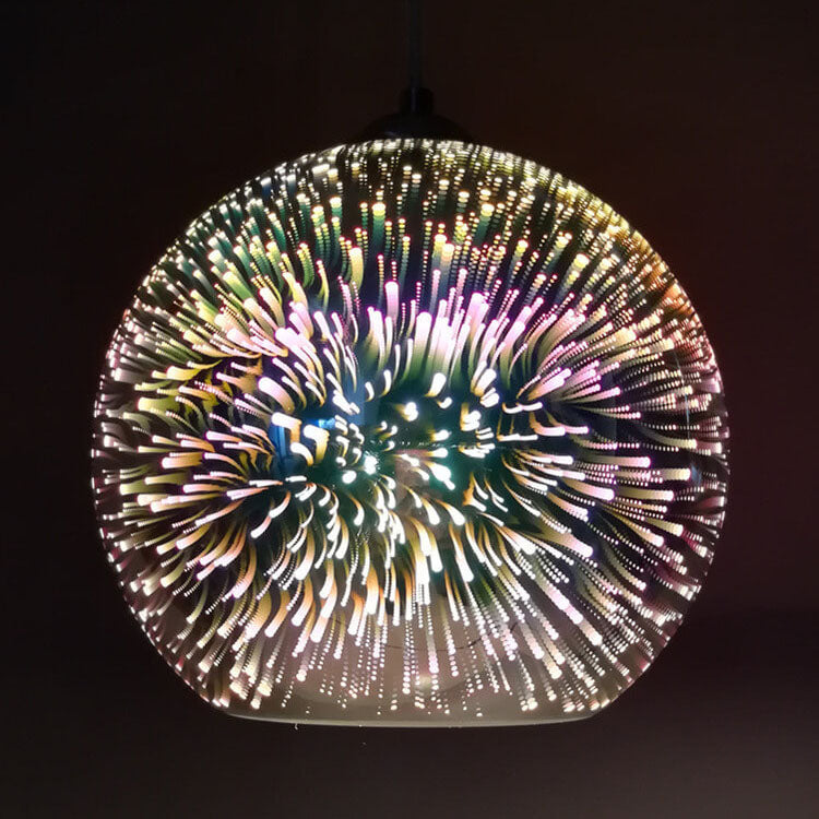 Modern Creative 3D Colorful Fireworks Glass 1-Light Dome Pendant Light