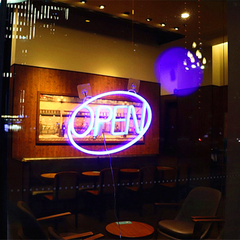 Modern Art Deco Waterproof PS OPEN LED Outdoor Hanging Neon Wall Sconce Lamp For Dining Room