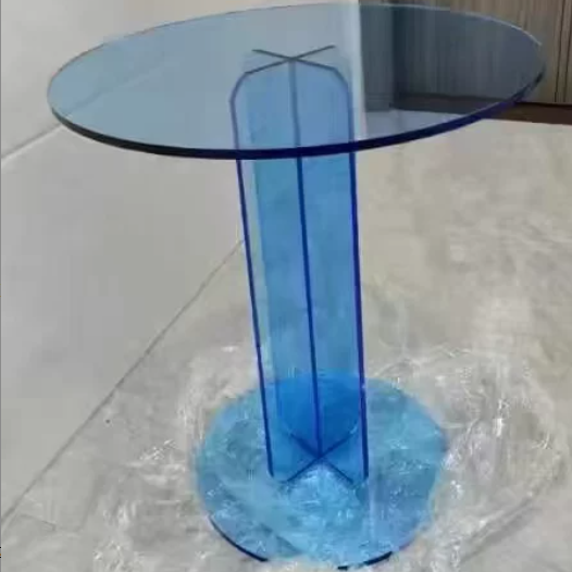 Modern Minimalist Round Acrylic Coffee Table 1-Tier For Living Room