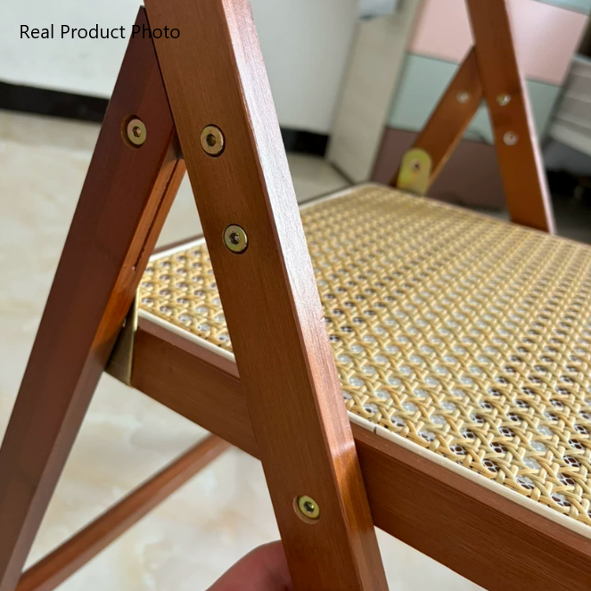 Traditional Japanese Bamboo &amp; Rattan Weaving Square Foldable Weaving Dining Chair With Backrest And Footrest For Kitchen Or Dining Room