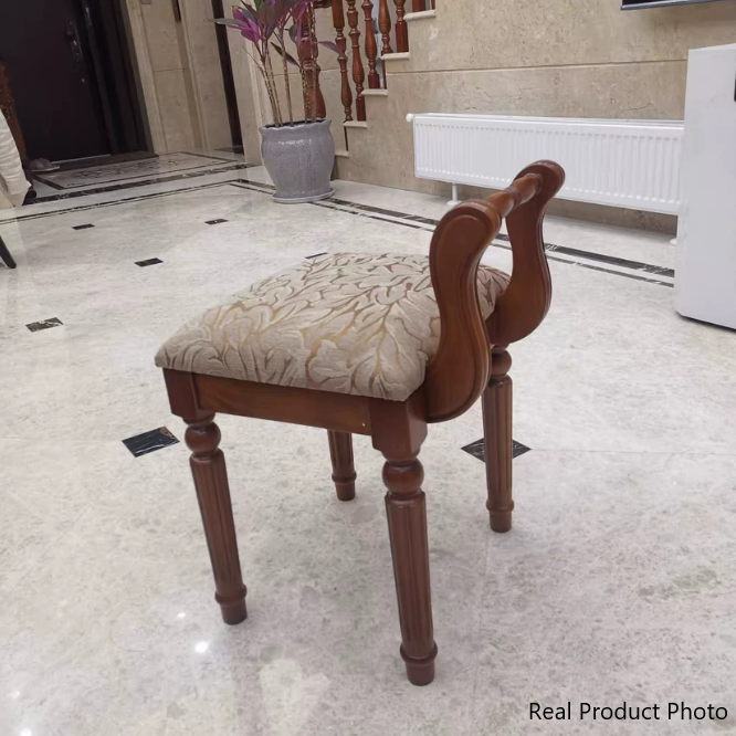 Tabouret de coiffeuse carré contemporain en tissu cuir microfibre rétro avec dossier pour chambre 