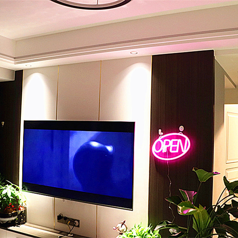 Modern Art Deco Waterproof PS OPEN LED Outdoor Hanging Neon Wall Sconce Lamp For Dining Room