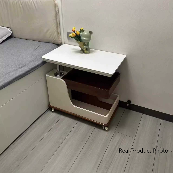 Moderner minimalistischer rechteckiger Couchtisch aus Glas und MDF mit abnehmbarer Konstruktion und 1 Ablagefach für das Wohnzimmer 