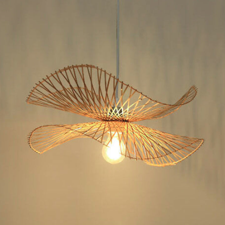 Modern Bamboo Weaving 1-Light Butterfly Pendant Light
