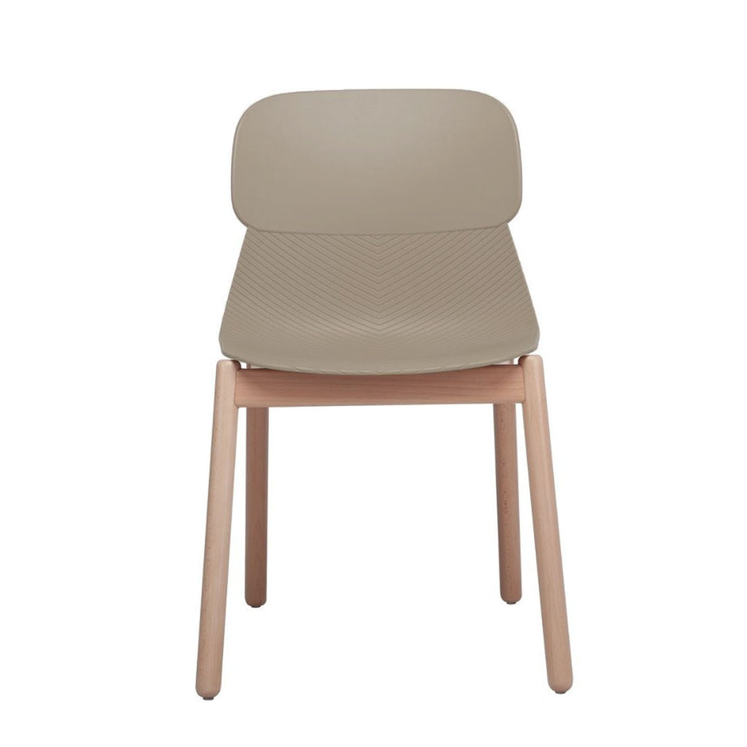 Modern Minimalist PP Dining Chair With Ergonomic Curved Back &amp; Solid Beech Wood Legs - Textured Side Chair For Dining Room, Kitchen &amp; Home Office