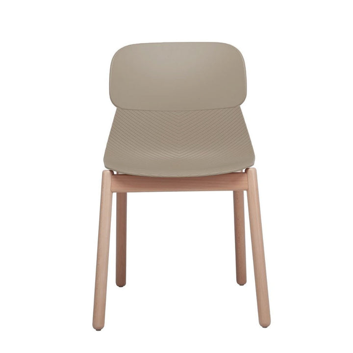 Modern Minimalist PP Dining Chair With Ergonomic Curved Back &amp; Solid Beech Wood Legs - Textured Side Chair For Dining Room, Kitchen &amp; Home Office